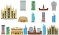 Milan icons set, flat style Royalty Free Stock Photo