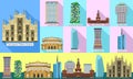 Milan icons set, flat style Royalty Free Stock Photo