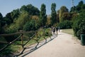 MILAN, ITALY - APRIL 2022 People visiting the Parco Sempione large central park