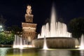 Sforza castle and fountain in Milano, Italy Royalty Free Stock Photo