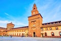 Torre del Filarete, the most known and the main entrance to Sforza\'s Castle, Milan, Italy Royalty Free Stock Photo