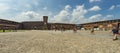 MILAN, ITALY - Aug 1, 2019: People visiting the Sforza Castle XV century - Castello Sforzesco. It is one of the main symbols of Royalty Free Stock Photo