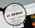 Milan, Italy - August 10, 2017: AK Steel Holding website homepa