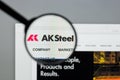 Milan, Italy - August 10, 2017: AK Steel Holding website homepa