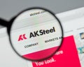 Milan, Italy - August 10, 2017: AK Steel Holding website homepa