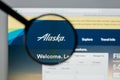 Milan, Italy - August 10, 2017: Alaska Air Group website homepage. It is an airline holding company based in SeaTac. Alaska Air G Royalty Free Stock Photo