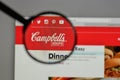 Milan, Italy - August 10, 2017: Campbell Soup logo on the website homepage.