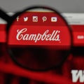 Milan, Italy - August 10, 2017: Campbell Soup logo on the website homepage.