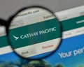 Milan, Italy - August 10, 2017: Cathay Pacific Airways logo on t Royalty Free Stock Photo