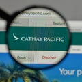 Milan, Italy - August 10, 2017: Cathay Pacific Airways logo on t Royalty Free Stock Photo