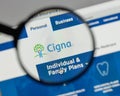 Milan, Italy - August 10, 2017: Cigna logo on the website homep