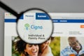 Milan, Italy - August 10, 2017: Cigna logo on the website homep