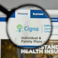 Milan, Italy - August 10, 2017: Cigna logo on the website homep