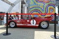 Red Alfa Romeo classic formula old racing car exhibited at EXPO Milano 2015.