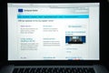 Milan, Italy - August 10, 2017: Europa. eu website homepage. Euro