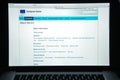 Milan, Italy - August 10, 2017: Europa.eu website homepage. Euro