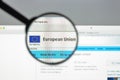 Milan, Italy - August 10, 2017: Europa. eu website homepage. Euro