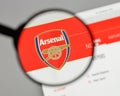 Milan, Italy - August 10, 2017: FC Arsenal logo on the website h Royalty Free Stock Photo