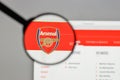 Milan, Italy - August 10, 2017: FC Arsenal logo on the website h Royalty Free Stock Photo