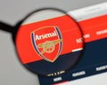 Milan, Italy - August 10, 2017: FC Arsenal logo on the website h Royalty Free Stock Photo