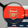 Milan, Italy - August 10, 2017: FC Arsenal logo on the website h Royalty Free Stock Photo