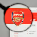 Milan, Italy - August 10, 2017: FC Arsenal logo on the website h Royalty Free Stock Photo