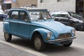 MILAN, ITALY-AUGUST 9, 2014: French motor car Citro?n 2CVs Parked in the city Royalty Free Stock Photo