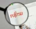 Milan, Italy - August 10, 2017: Fujitsu logo on the website home Royalty Free Stock Photo