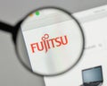 Milan, Italy - August 10, 2017: Fujitsu logo on the website home Royalty Free Stock Photo