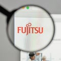 Milan, Italy - August 10, 2017: Fujitsu logo on the website home