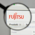 Milan, Italy - August 10, 2017: Fujitsu logo on the website home Royalty Free Stock Photo