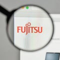 Milan, Italy - August 10, 2017: Fujitsu logo on the website home Royalty Free Stock Photo