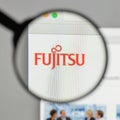 Milan, Italy - August 10, 2017: Fujitsu logo on the website home Royalty Free Stock Photo