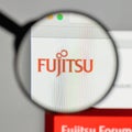 Milan, Italy - August 10, 2017: Fujitsu logo on the website home Royalty Free Stock Photo