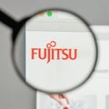 Milan, Italy - August 10, 2017: Fujitsu logo on the website home Royalty Free Stock Photo