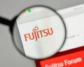 Milan, Italy - August 10, 2017: Fujitsu logo on the website home Royalty Free Stock Photo