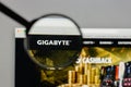 Milan, Italy - August 10, 2017: Gigabyte logo on the website homepage. Royalty Free Stock Photo