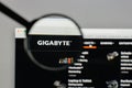 Milan, Italy - August 10, 2017: Gigabyte logo on the website homepage.