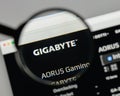 Milan, Italy - August 10, 2017: Gigabyte logo on the website homepage.