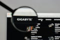 Milan, Italy - August 10, 2017: Gigabyte logo on the website homepage.