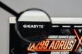 Milan, Italy - August 10, 2017: Gigabyte logo on the website homepage.