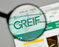 Milan, Italy - August 10, 2017: Greif logo on the website homepage. Royalty Free Stock Photo