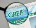 Milan, Italy - August 10, 2017: Greif logo on the website homepage. Royalty Free Stock Photo