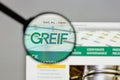 Milan, Italy - August 10, 2017: Greif logo on the website homepage. Royalty Free Stock Photo