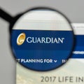 Milan, Italy - August 10, 2017: Guardian Life Ins. Co. of America logo on the website homepage. Royalty Free Stock Photo