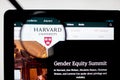 Milan, Italy - August 10, 2017: Harvard.edu website homepage. Harvard logo visible