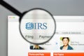 Milan, Italy - August 10, 2017: IRS website homepage. It is the revenue service of the United States federal government. Irs logo