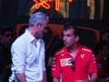 Milan, Italy - August 29, 2018: Marc GenÃÂ¨ and Maurizio Arrivabene at the F1 event in Milan