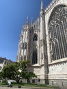 Milan, Italy - August 24, 2022: Partial side view of the facade of the Milan Cathedral Duomo Royalty Free Stock Photo