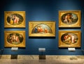 Milan, Italy - Brera antique painting museum. Gallery interior, vintage collection